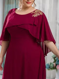 Vestido Fiesta Largo Talla Grande Manga Capa Ep 438