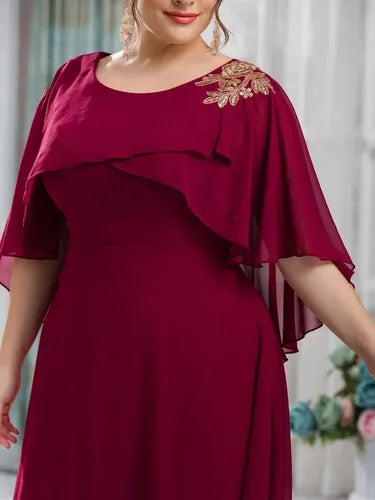 Vestido Fiesta Largo Talla Grande Manga Capa Ep 438