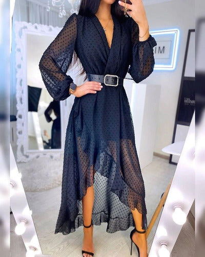 Vestido Fiesta Graduación Transparencia Sin Cinturón Va 464