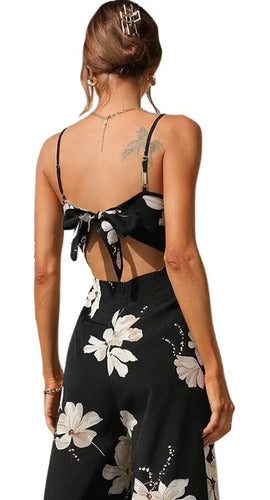 Entero Jumpsuit Enterito Mono Estampado Pierna Ancha El 77 Azul M