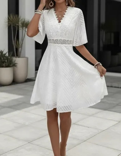 Vestido Formal Blanco Corto Novia Civil Cóctel Hq 15