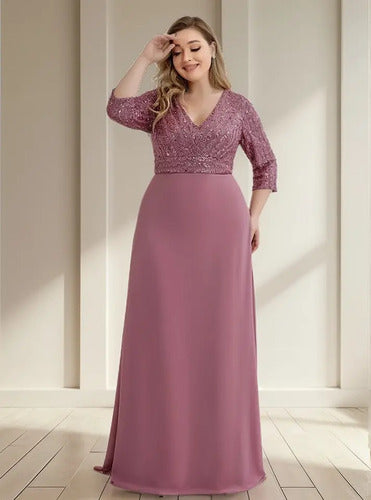 Vestido Fiesta Largo Matrimonio Talla Grande Ep 172