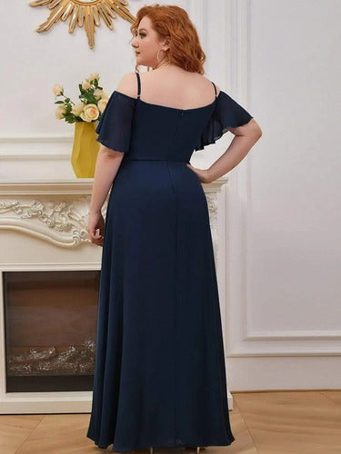 Vestido Fiesta Largo Talla Grande Hombros Descubierto Ep 198