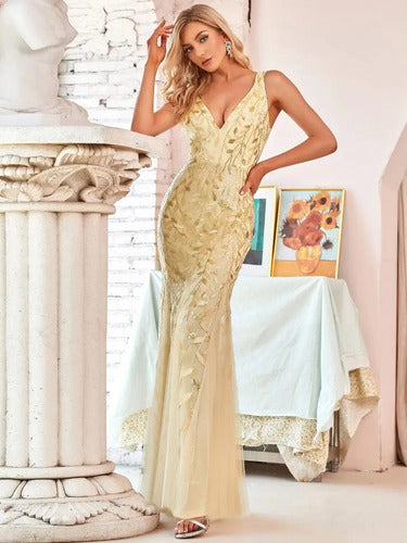 Vestido Fiesta Lentejuela Sirena Tul Ep 143c