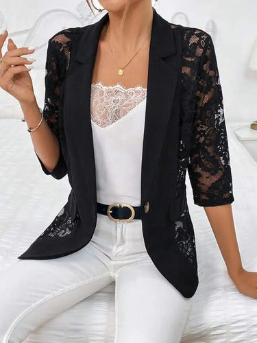 Blazer Con Encaje Chaqueta Bolero  Bb 16