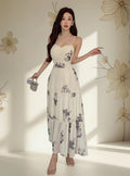 Vestido Mujer Elegante Gasa Forrado  Va 623 Blanco S