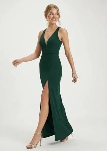 Vestido largo de gala escote V