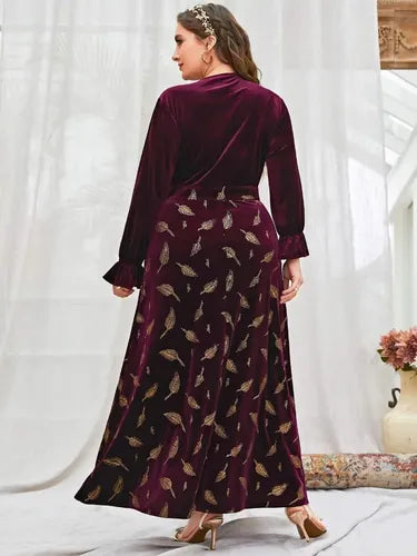 Vestido Escote Cruzado Talla Grande Terciopelo  Vg 111 Multicolor 2xl