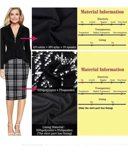 Vestido Negro Peplum Oficina Cóctel Va 334