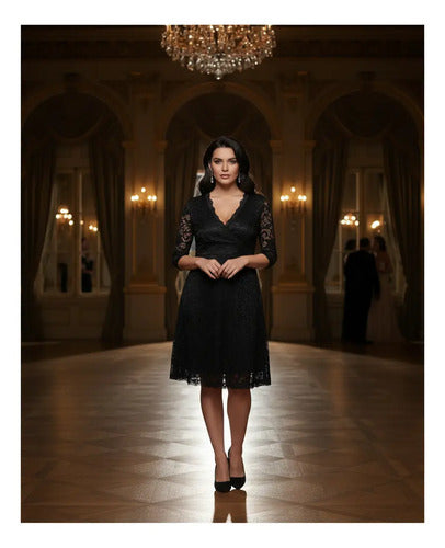 Vestido Grande Encaje Negro Vg 23