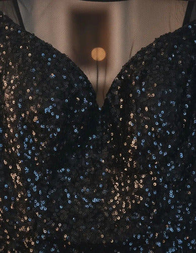 Vestido Fiesta Corto Lentejuelas  Vl 66 Negro S