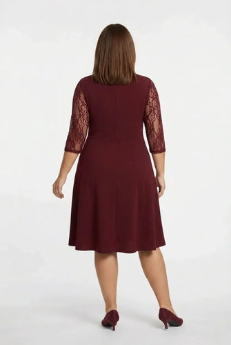 Vestido evasé midi escote cuadrado talla grande