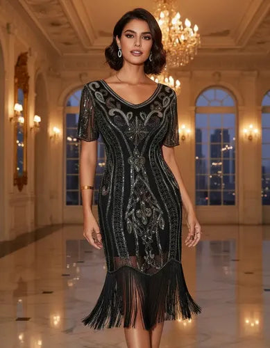 Vestido De Baile Retro Gatsby, Años 20 Charleston  Va 628