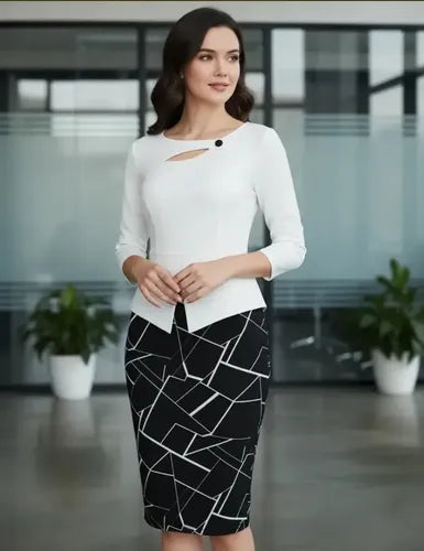 Vestido  Peplum Coctel Oficina Con Manga Va 161