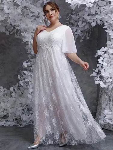 Vestido Novia Largo Manga Encaje Talla Grande Ns 10