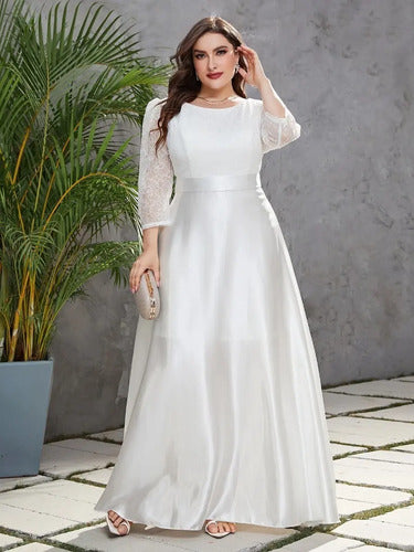 Vestido Novia Largo Blanco Talla Grande Ns 09 Blanco 4xl