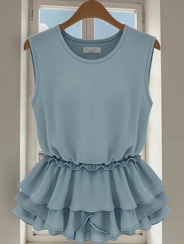 Blusa Mujer Polera Celeste   Celeste S