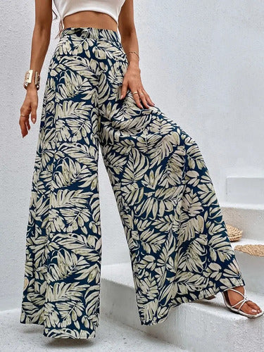 Pantalón Estampado Mujer Cintura Alta Pierna Ancha Pt 10