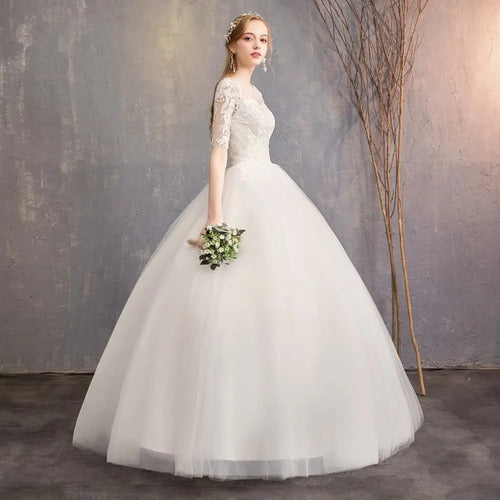 Vestido De Novia Marfil Ivory Princesa Manga Ne 17