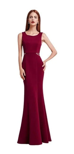 Vestido Largo Fiesta Sirena Escote Bote Ep 104