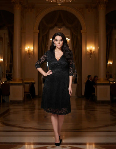 Vestido Grande Encaje Negro Vg 23