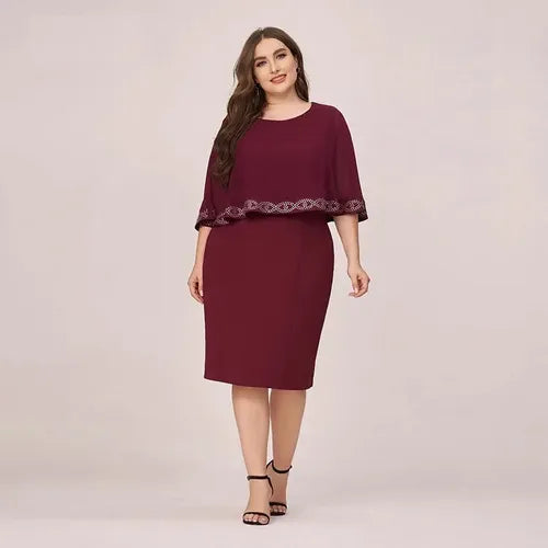 Vestido Talla Grande Burdeo Vg 75