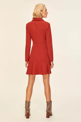 Vestido Corto Casual Manga Larga Coctel, Calidad Td 11 Marrón 40