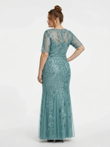 Vestido largo multicolor lentejuelas corte sirena
