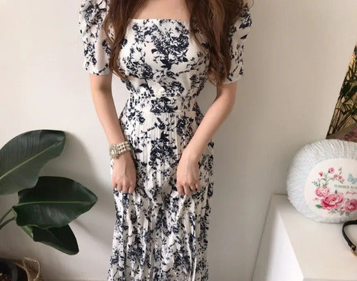 Vestido Plisado Coctel Fiesta Va 437 Blanco M