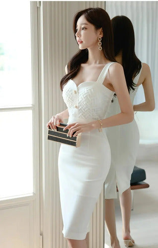 Vestido Blanco Bodycon Novia Civil Fiesta Hq 34