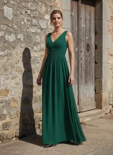 Vestido de gasa largo al tobillo