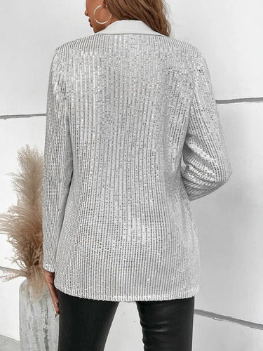 Bolero Blazer Tapado Fiesta Lentejuelas Bb 02 Blanco S