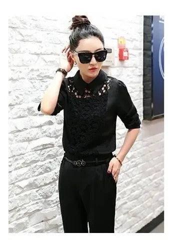 Traje Mujer Conjunto Blusa + Pantalón Negro Entero C 02 Negro M