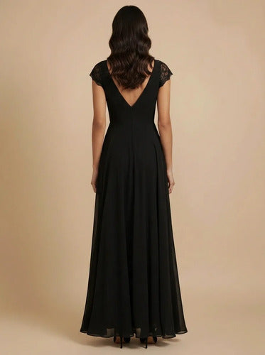 Vestido largo gasa hombros descubiertos