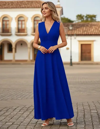 Vestido Largo Fiesta Escote V Mujer Va 640