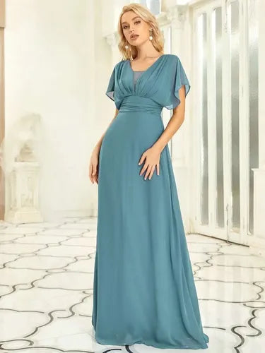 Vestido Fiesta Largo Gasa  Manga  Ep 189c
