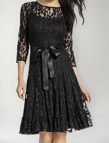 Vestido Negro De Encajes Ve 61 Negro 40