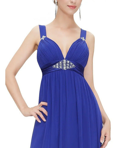 Vestido Mujer De Fiesta Largo Matrimonio Gasa Ep 09 Azul 6