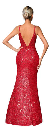 Vestido Fiesta Largo Mujer Escote V Lentejuelas Vl 74