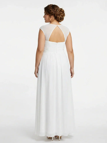Vestido largo de novia talla grande gasa evasé