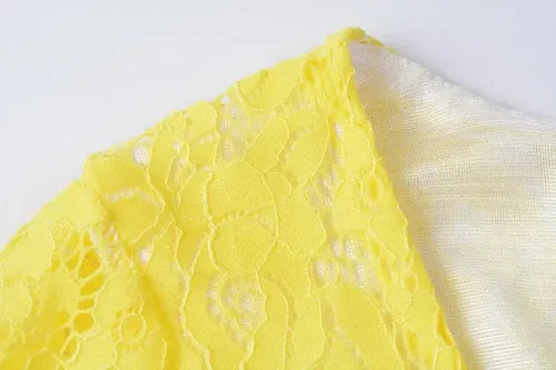 Vestido Encaje Manga 3/4 Amarillo Ve 23
