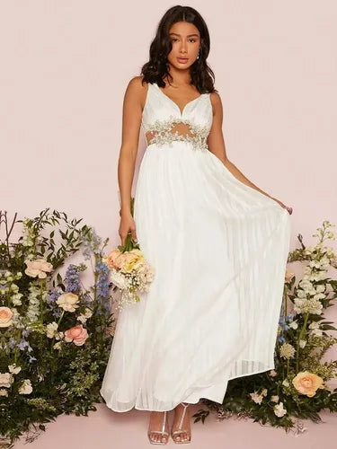 Vestido Blanco Novia Civil Largo Transparencia Nc 08