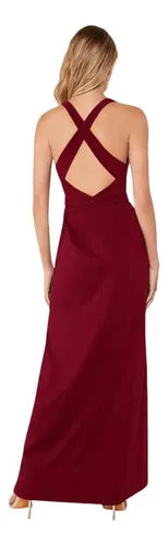 Vestido Largo Fiesta Escote V Mujer Elegante Va 618