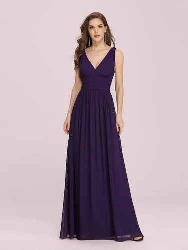 Vestido Fiesta Gasa Escote V Graduación Matrimonio Ep 07