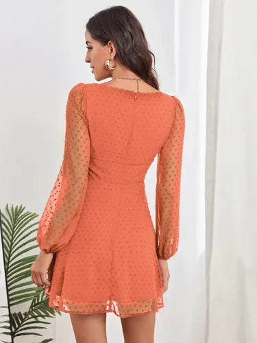 Vestido Escote Cuadrado Entallado Acampanado Va 479