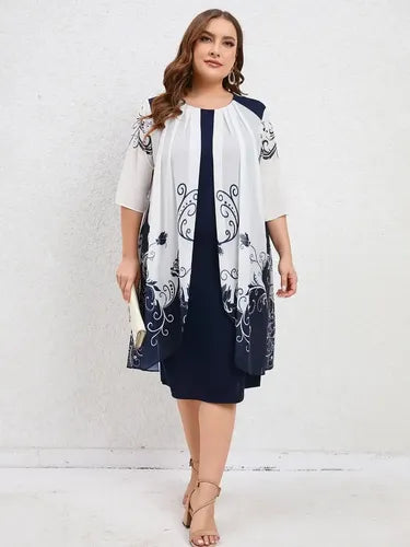 Vestido Fiesta Talla Grande Estampado Floral Vg 131