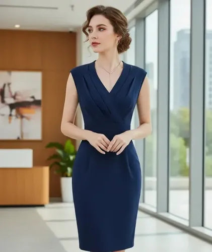 Vestido Negro Oficina Bodycon Va 286 Azul L