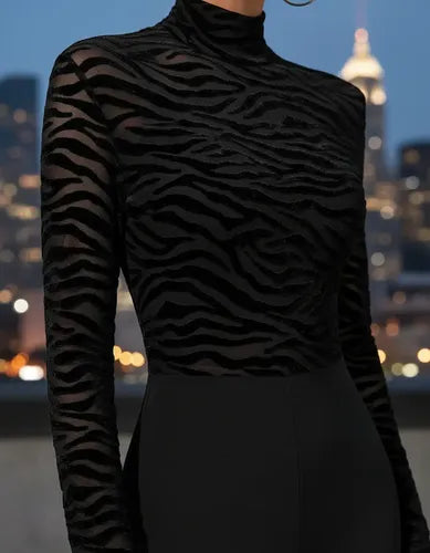 Entero Jumpsuit Mono Fiesta Cuello Alto, Acampanado El 204 Negro S