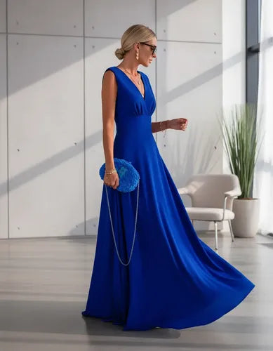Vestido Largo Fiesta Escote V Mujer Va 640