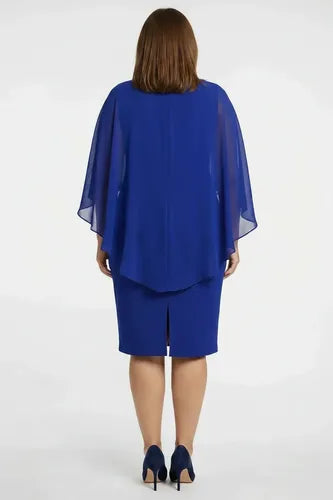Vestido midi manga capa talla grande